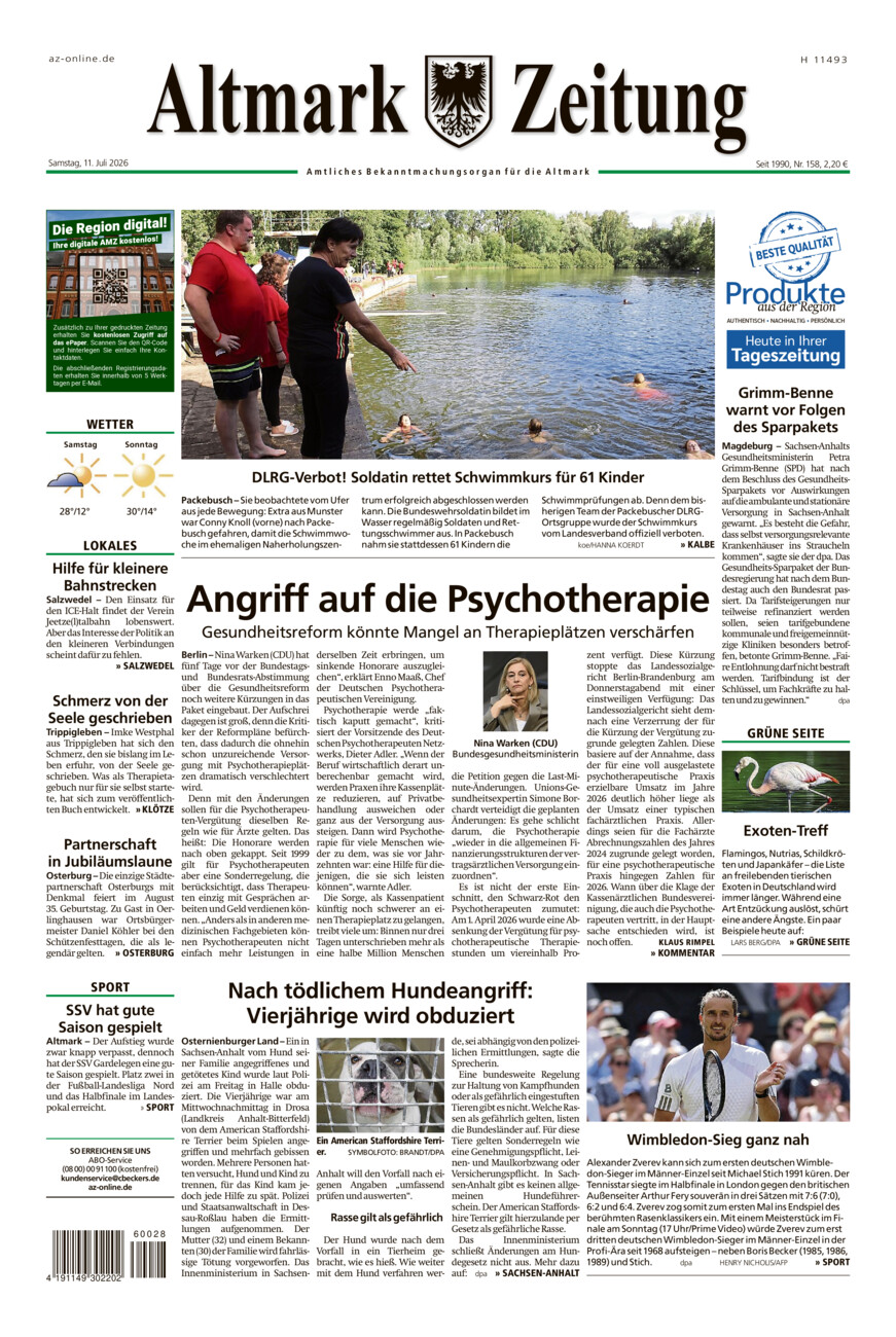 Altmark Zeitung vom Samstag, 11.07.2026