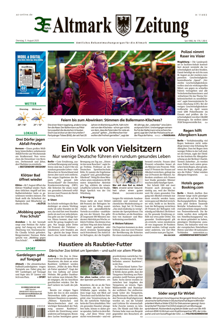 Altmark Zeitung vom Dienstag, 05.08.2025
