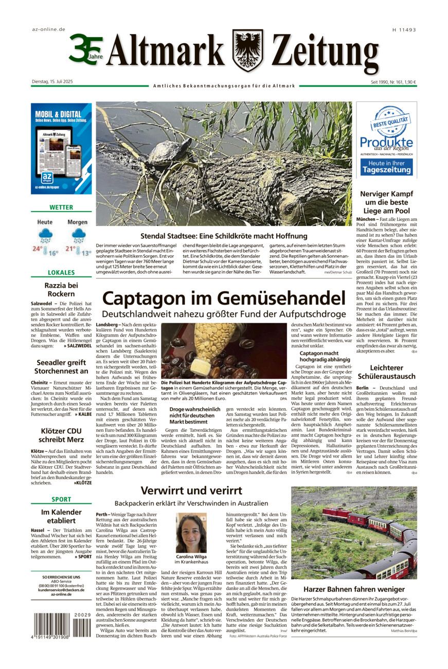 Altmark Zeitung vom Dienstag, 15.07.2025