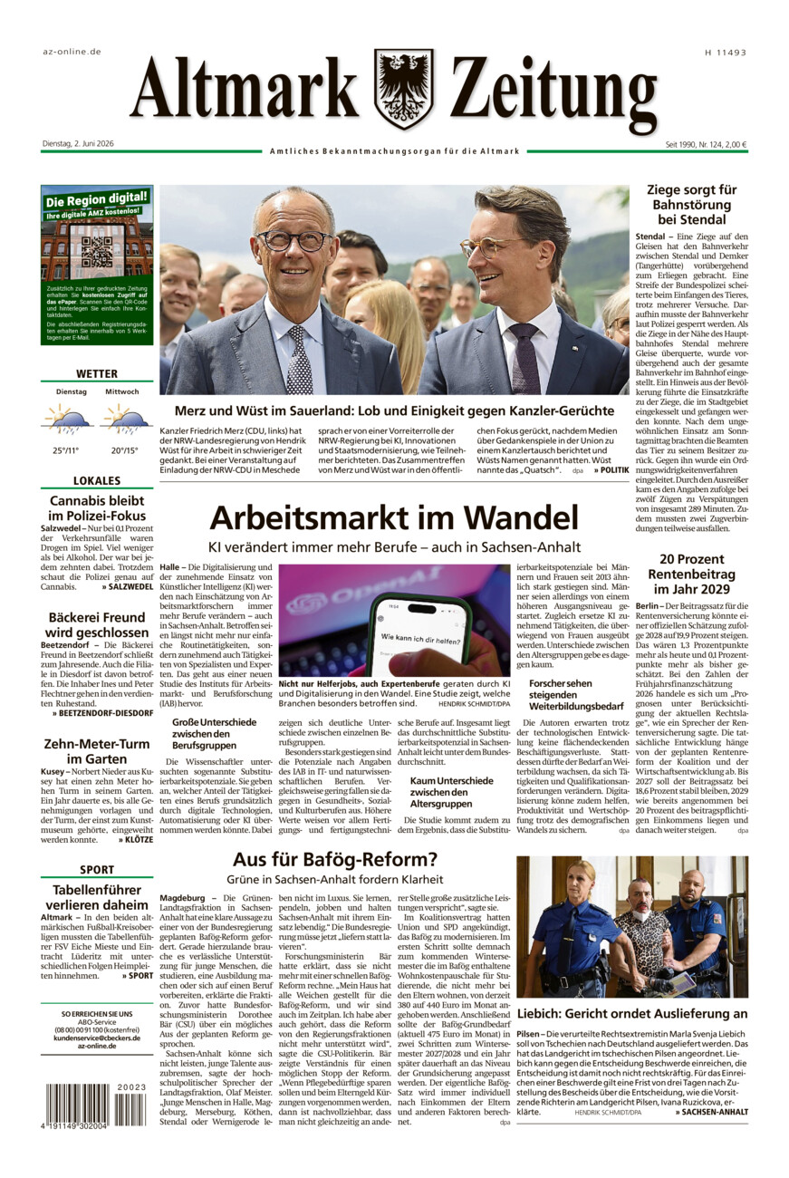 Altmark Zeitung vom Dienstag, 02.06.2026