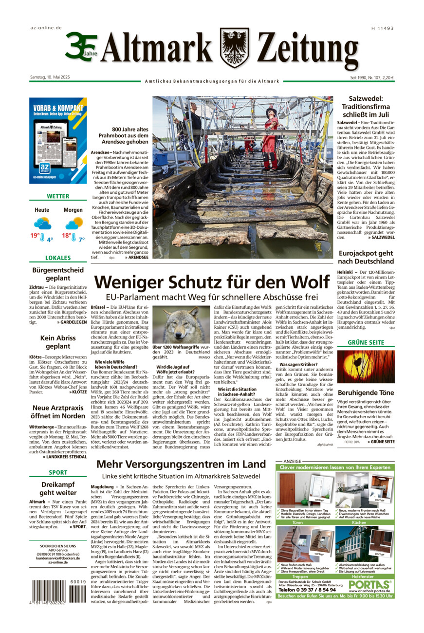 Altmark Zeitung vom Samstag, 10.05.2025