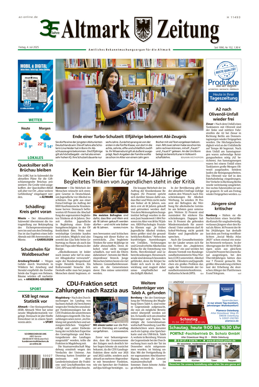 Altmark Zeitung vom Freitag, 04.07.2025