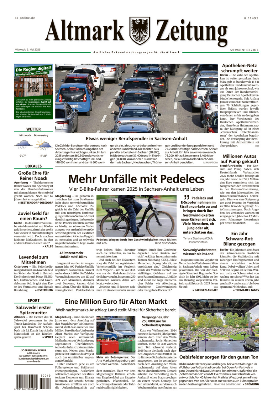 Altmark Zeitung vom Mittwoch, 06.05.2026