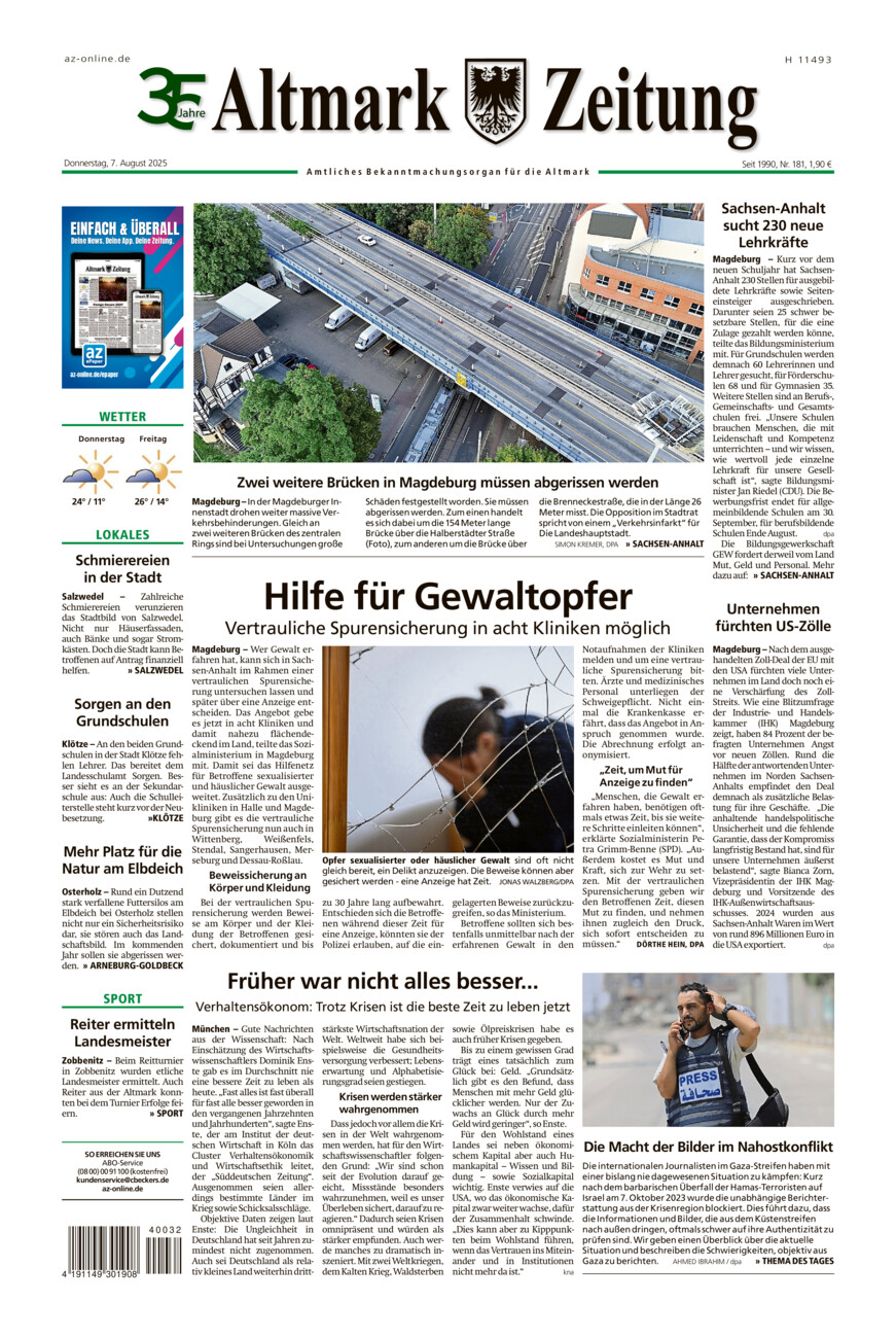 Altmark Zeitung vom Donnerstag, 07.08.2025