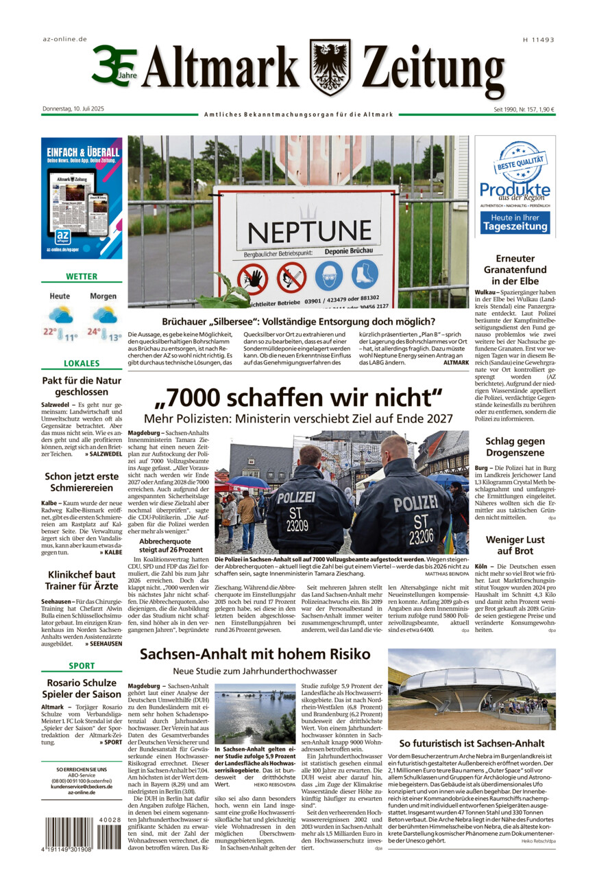 Altmark Zeitung vom Donnerstag, 10.07.2025