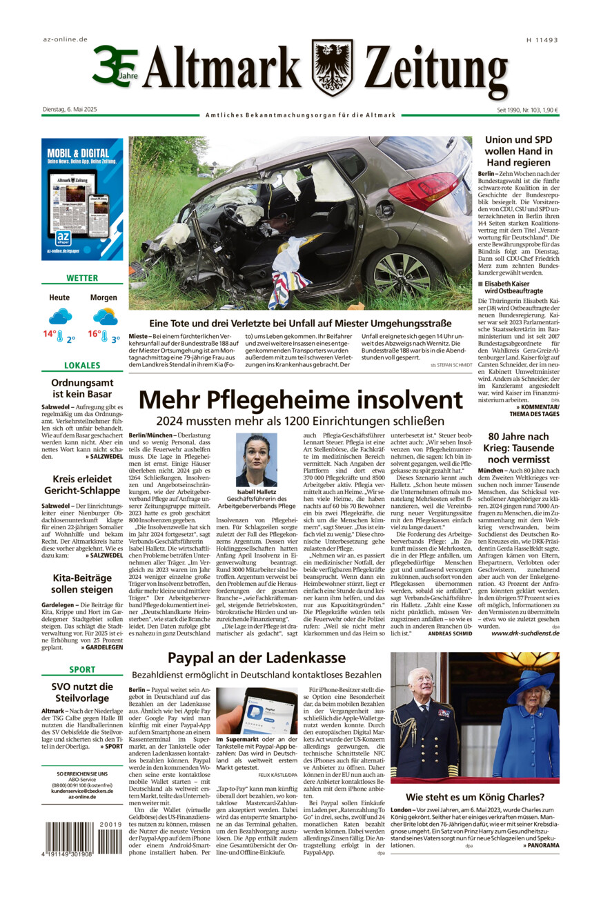 Altmark Zeitung vom Dienstag, 06.05.2025