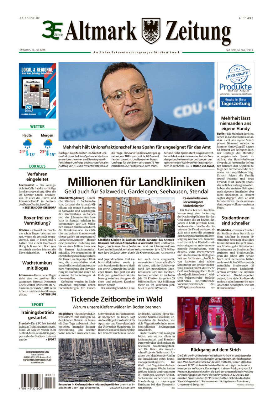 Altmark Zeitung vom Mittwoch, 16.07.2025
