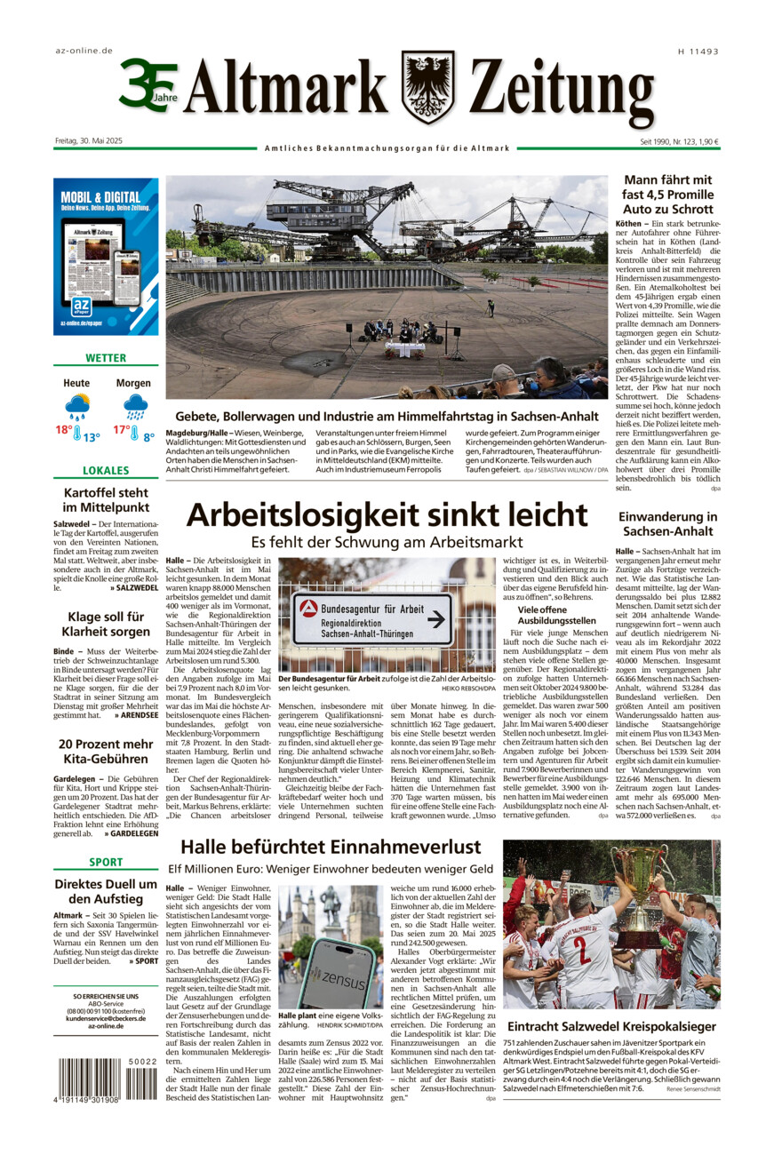 Altmark Zeitung vom Freitag, 30.05.2025