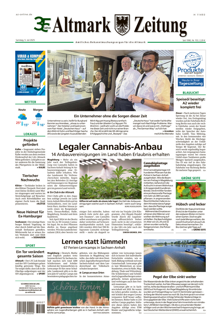 Altmark Zeitung vom Samstag, 05.07.2025