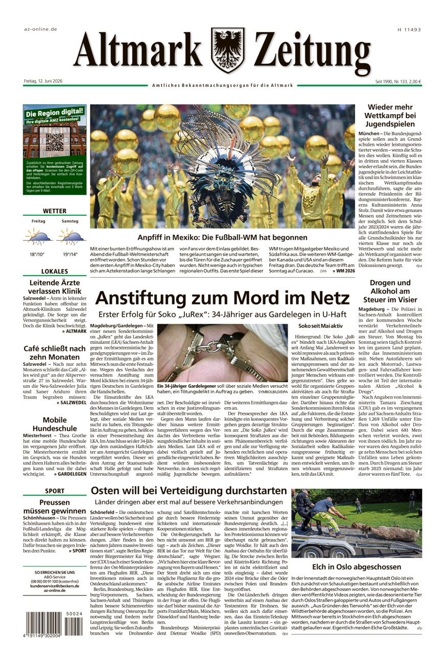 Altmark Zeitung vom Freitag, 12.06.2026
