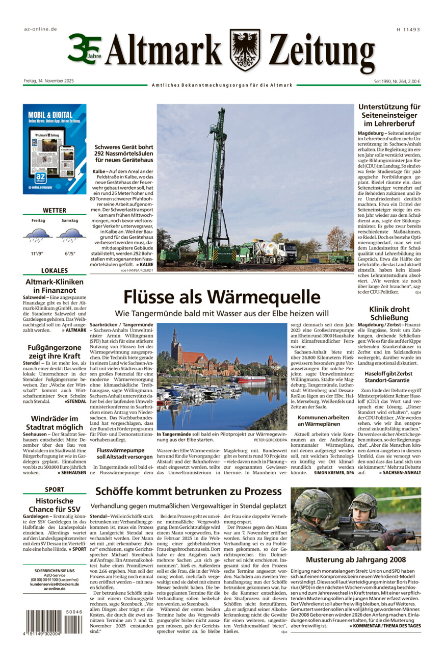 Altmark Zeitung vom Freitag, 14.11.2025