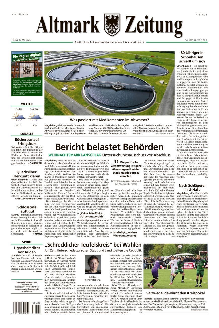 Altmark Zeitung vom Freitag, 15.05.2026