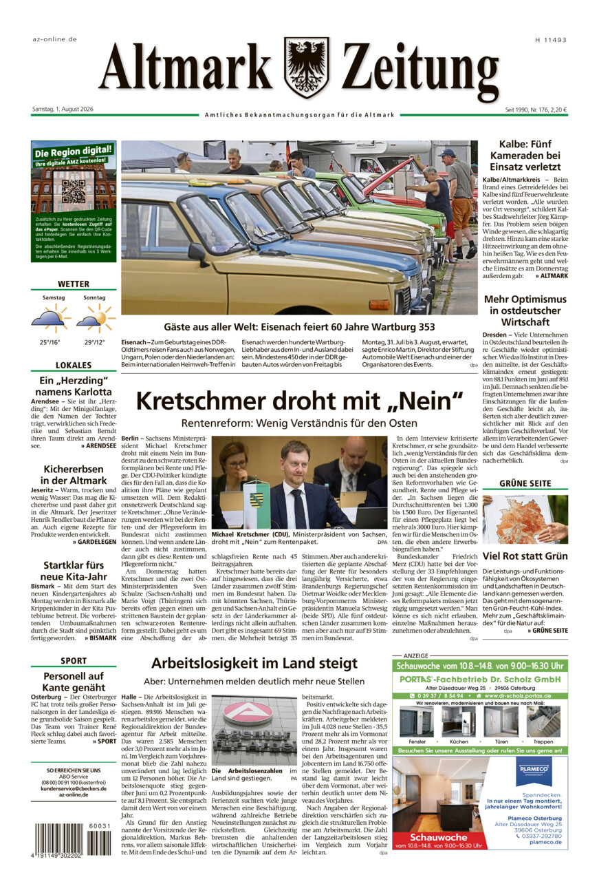Altmark Zeitung vom Samstag, 01.08.2026