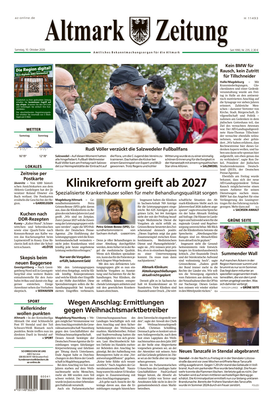 Altmark Zeitung vom Samstag, 10.10.2026