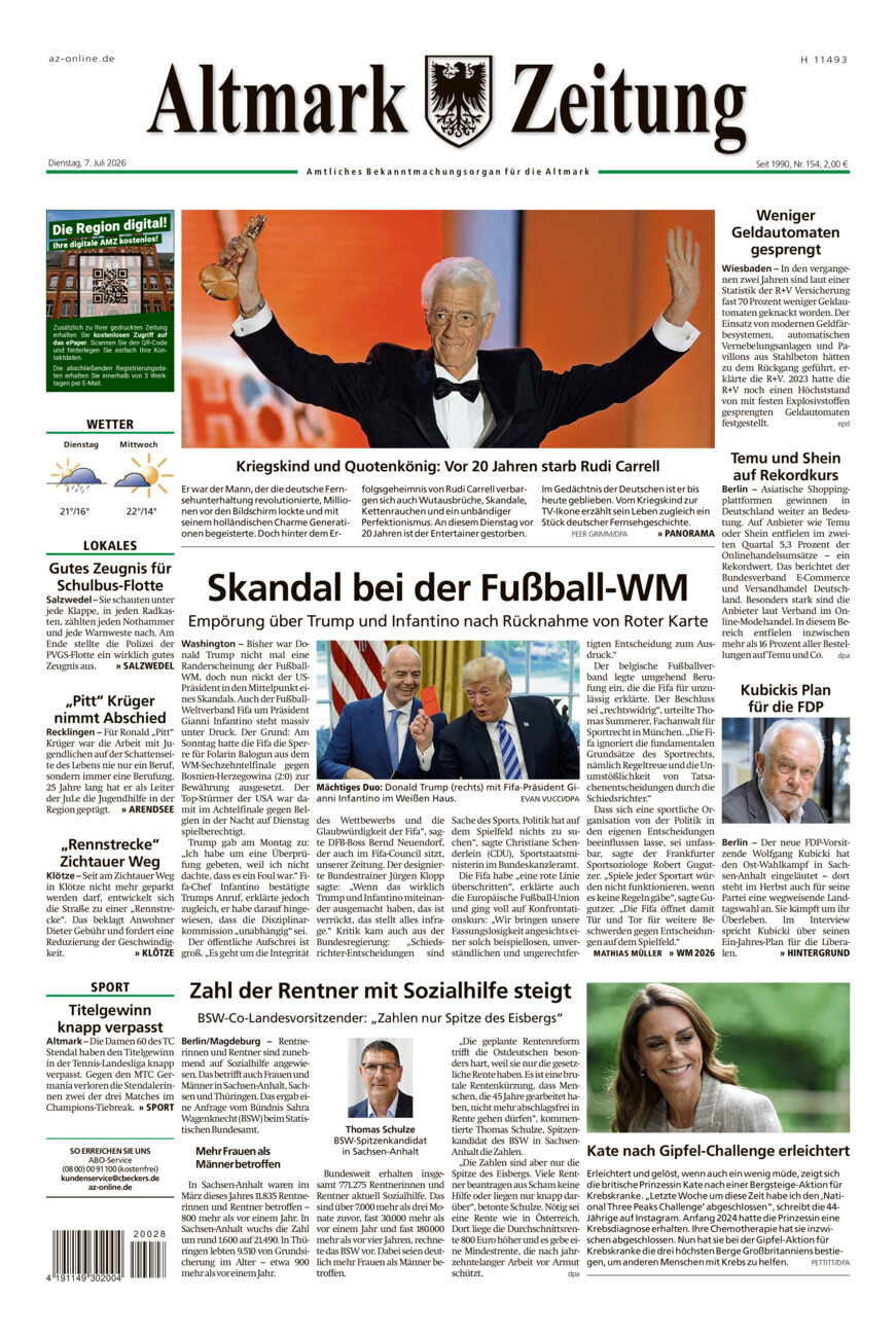 Altmark Zeitung vom Dienstag, 07.07.2026