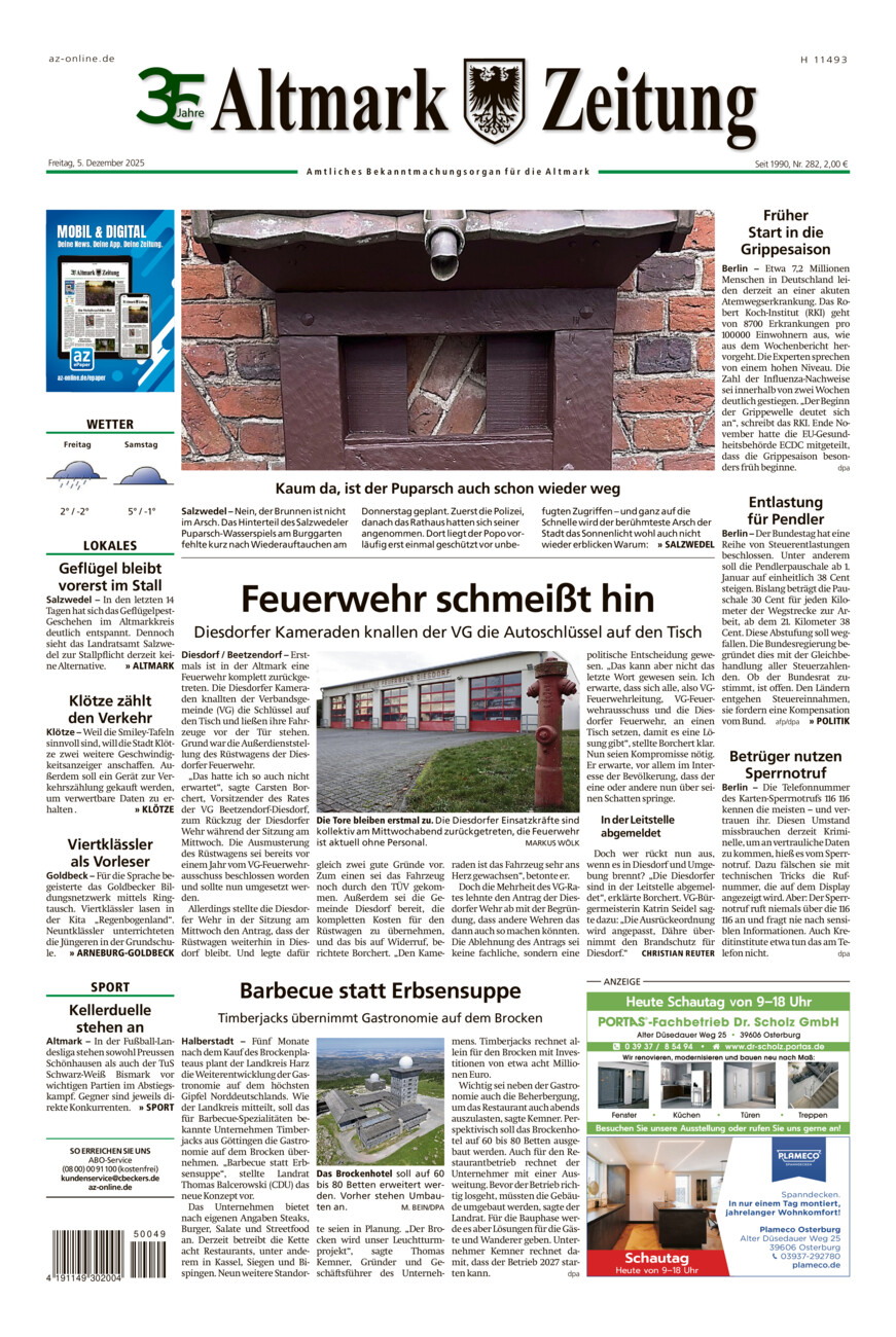 Altmark Zeitung vom Freitag, 05.12.2025