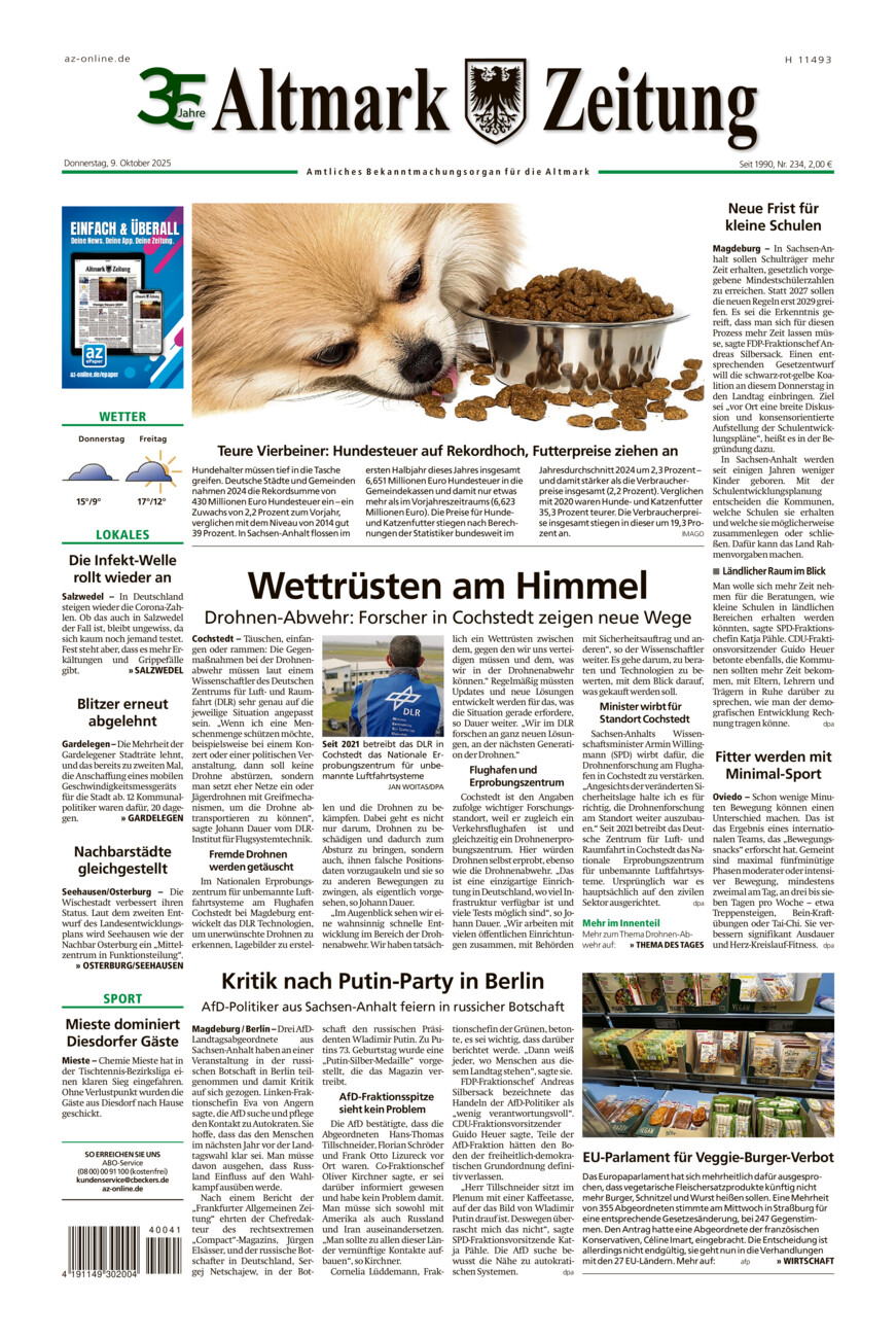 Altmark Zeitung vom Donnerstag, 09.10.2025