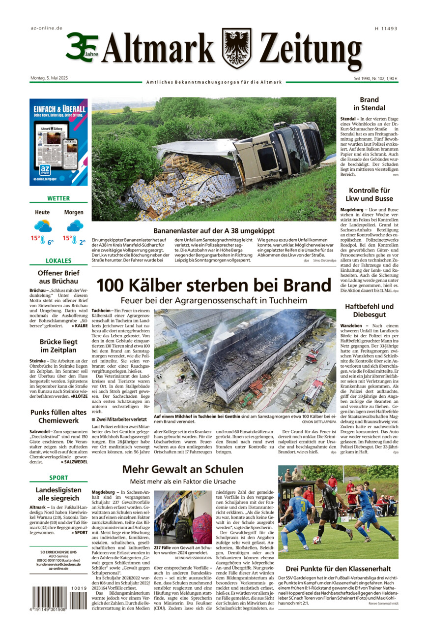 Altmark Zeitung vom Montag, 05.05.2025