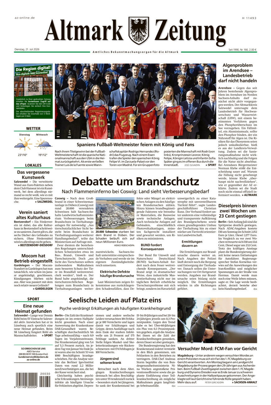 Altmark Zeitung vom Dienstag, 21.07.2026