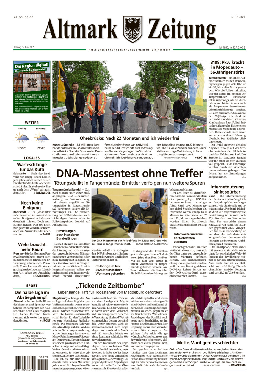 Altmark Zeitung vom Freitag, 05.06.2026