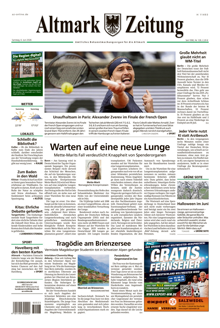 Altmark Zeitung vom Samstag, 06.06.2026