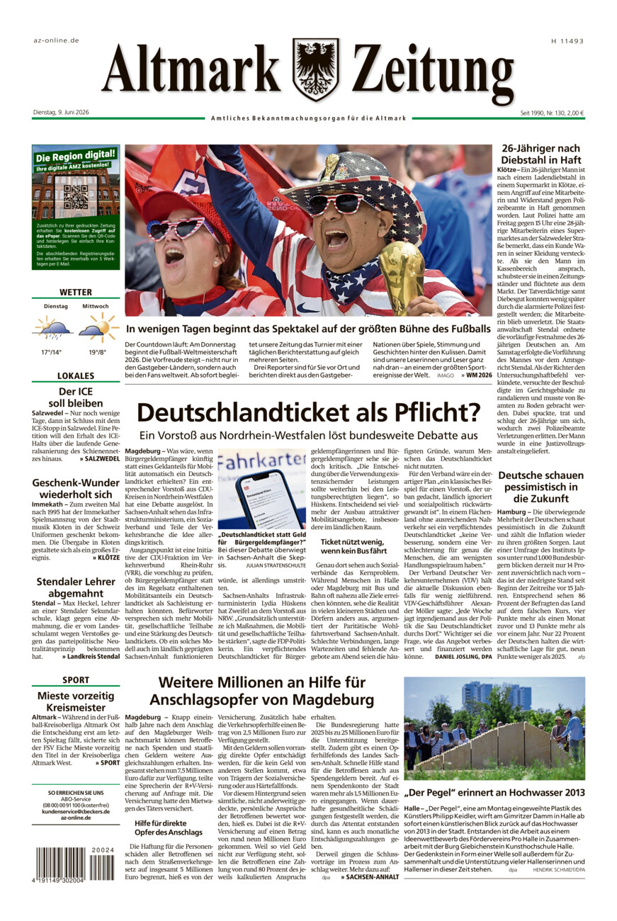 Altmark Zeitung vom Dienstag, 09.06.2026