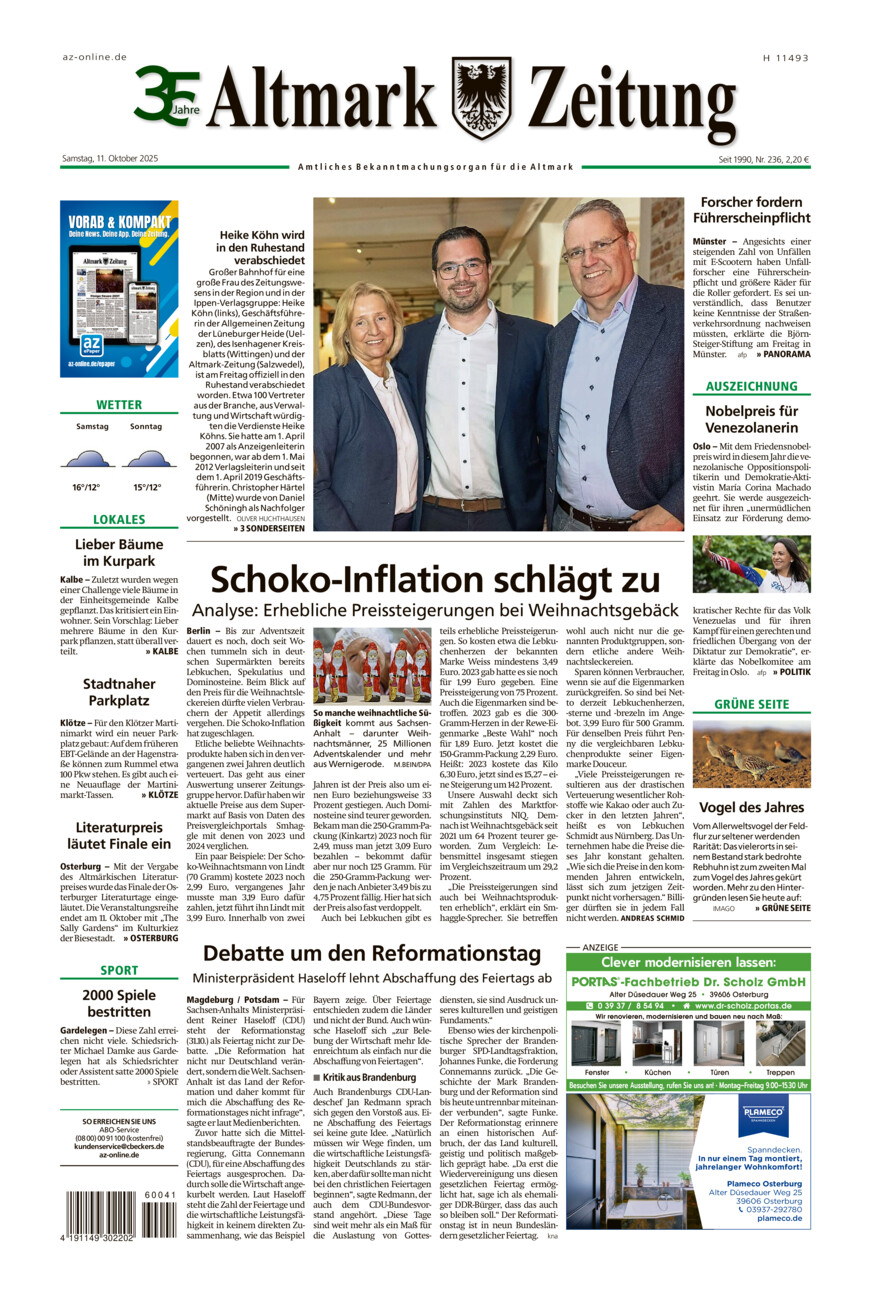 Altmark Zeitung vom Samstag, 11.10.2025
