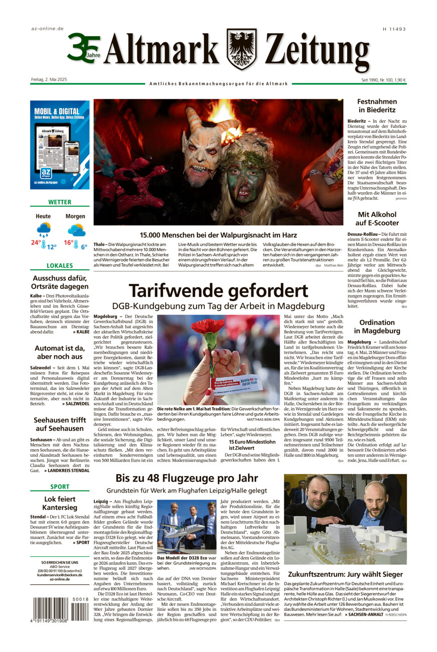 Altmark Zeitung vom Freitag, 02.05.2025