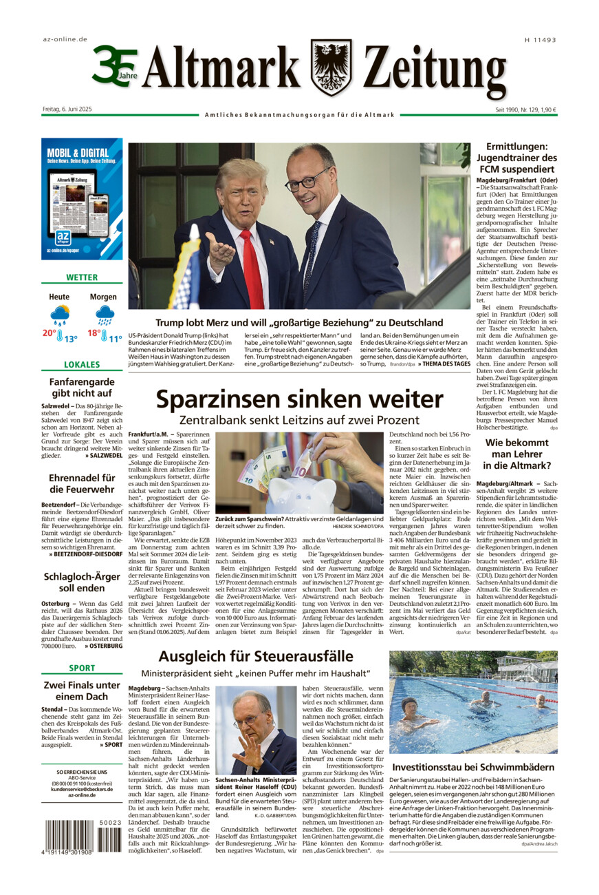 Altmark Zeitung vom Freitag, 06.06.2025
