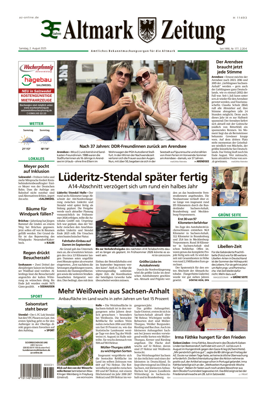 Altmark Zeitung vom Samstag, 02.08.2025