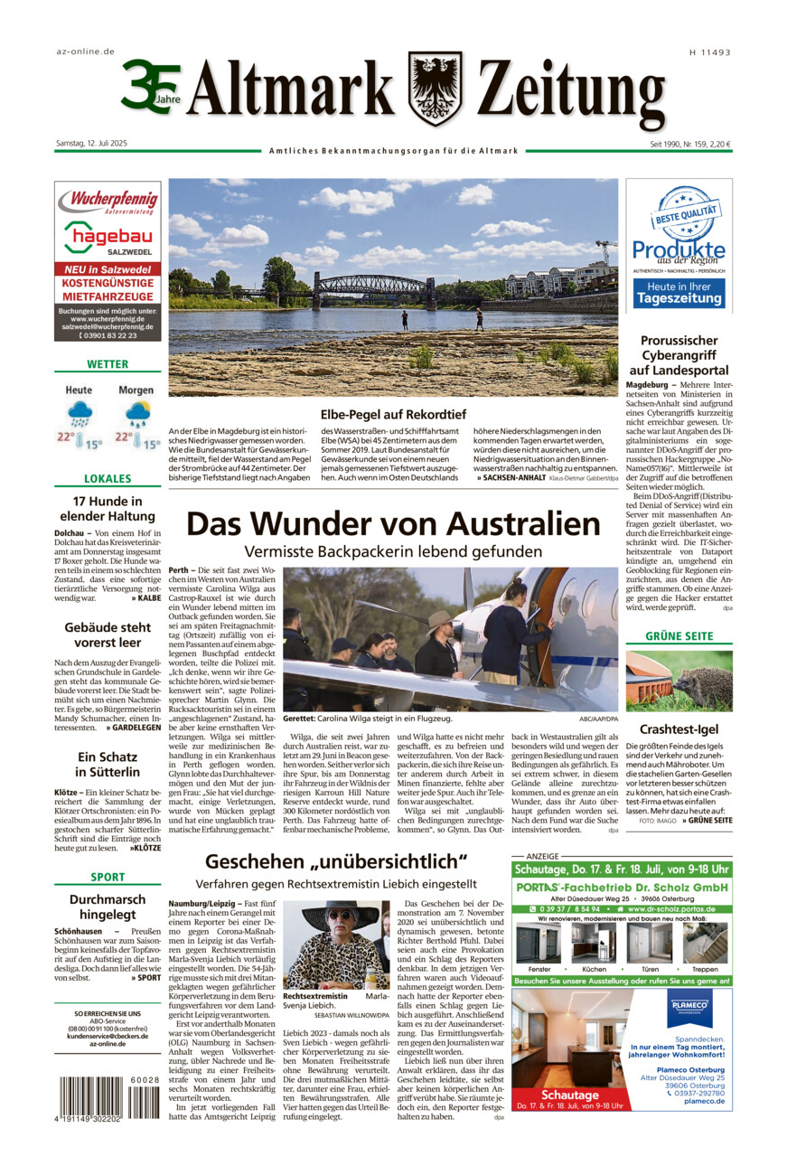 Altmark Zeitung vom Samstag, 12.07.2025