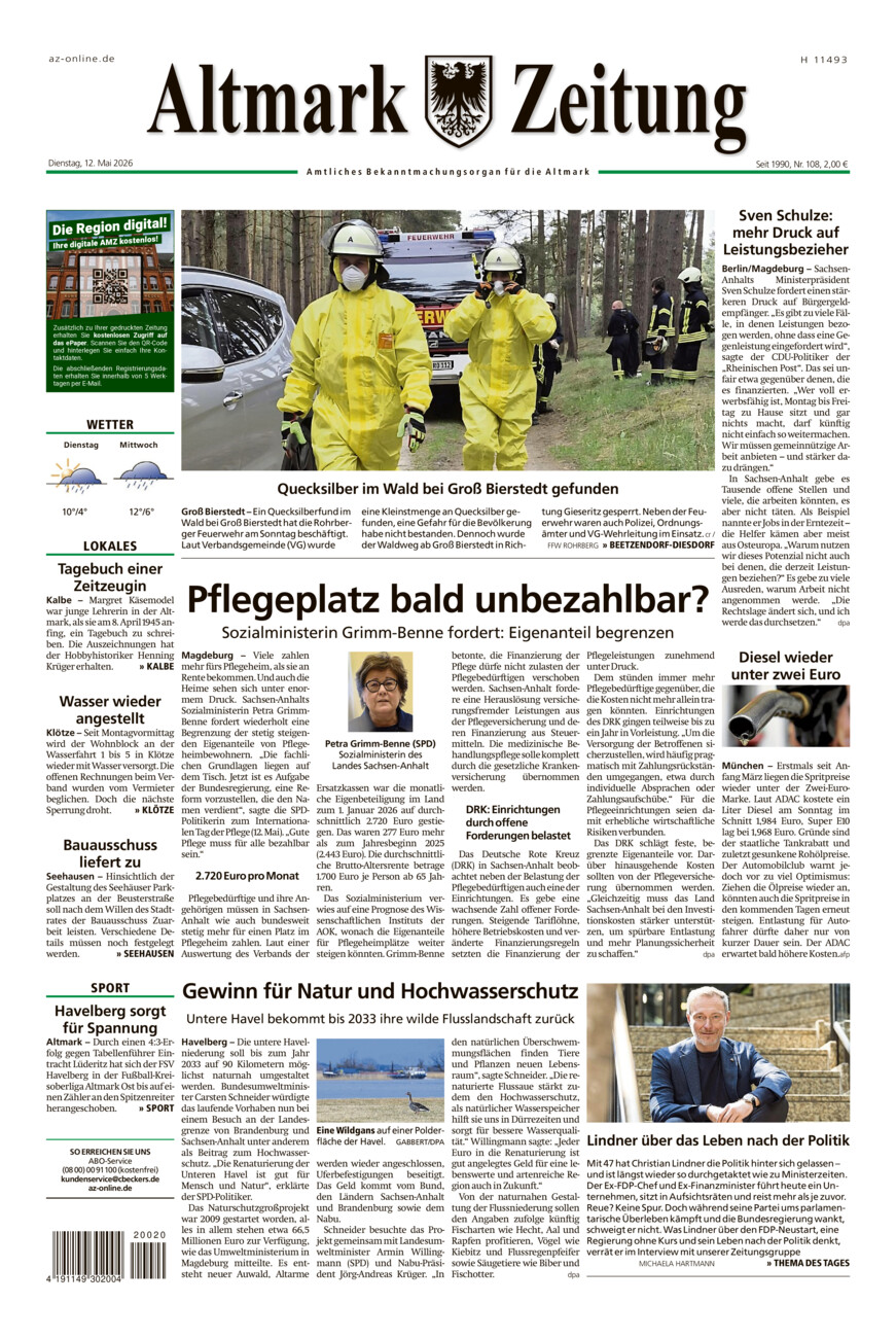 Altmark Zeitung vom Dienstag, 12.05.2026