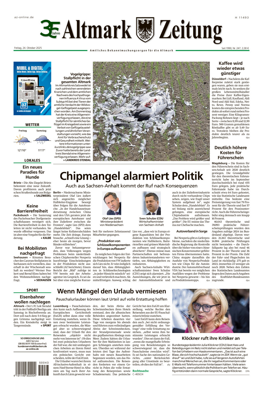 Altmark Zeitung vom Freitag, 24.10.2025