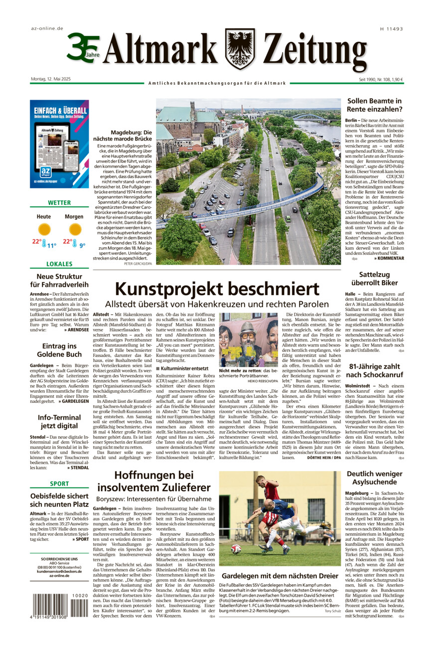 Altmark Zeitung vom Montag, 12.05.2025