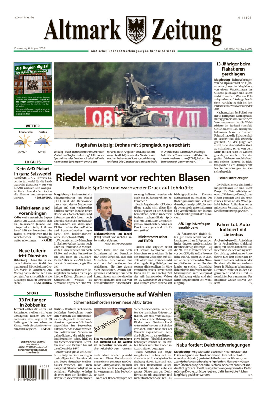 Altmark Zeitung vom Donnerstag, 06.08.2026