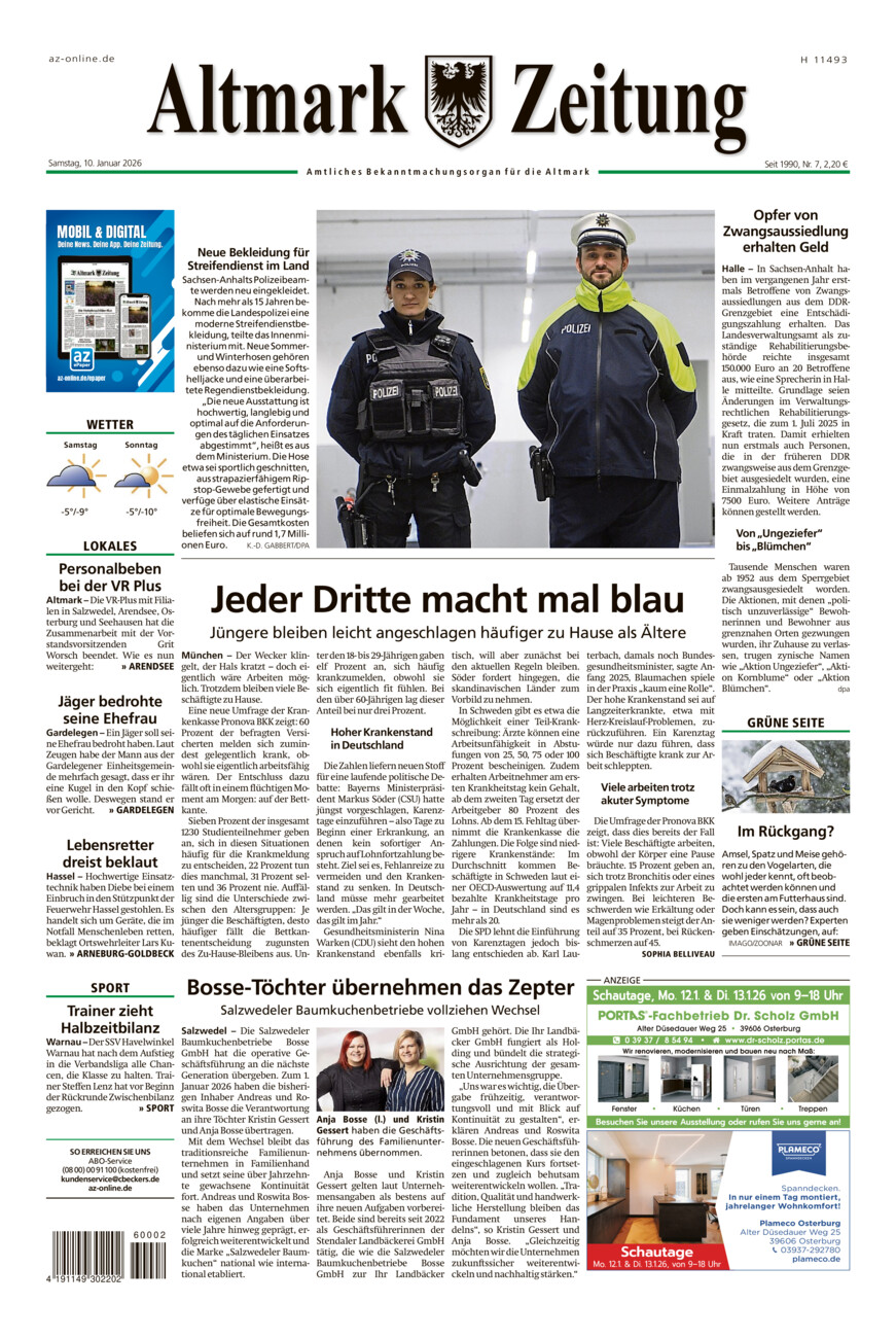 Altmark Zeitung vom Samstag, 10.01.2026